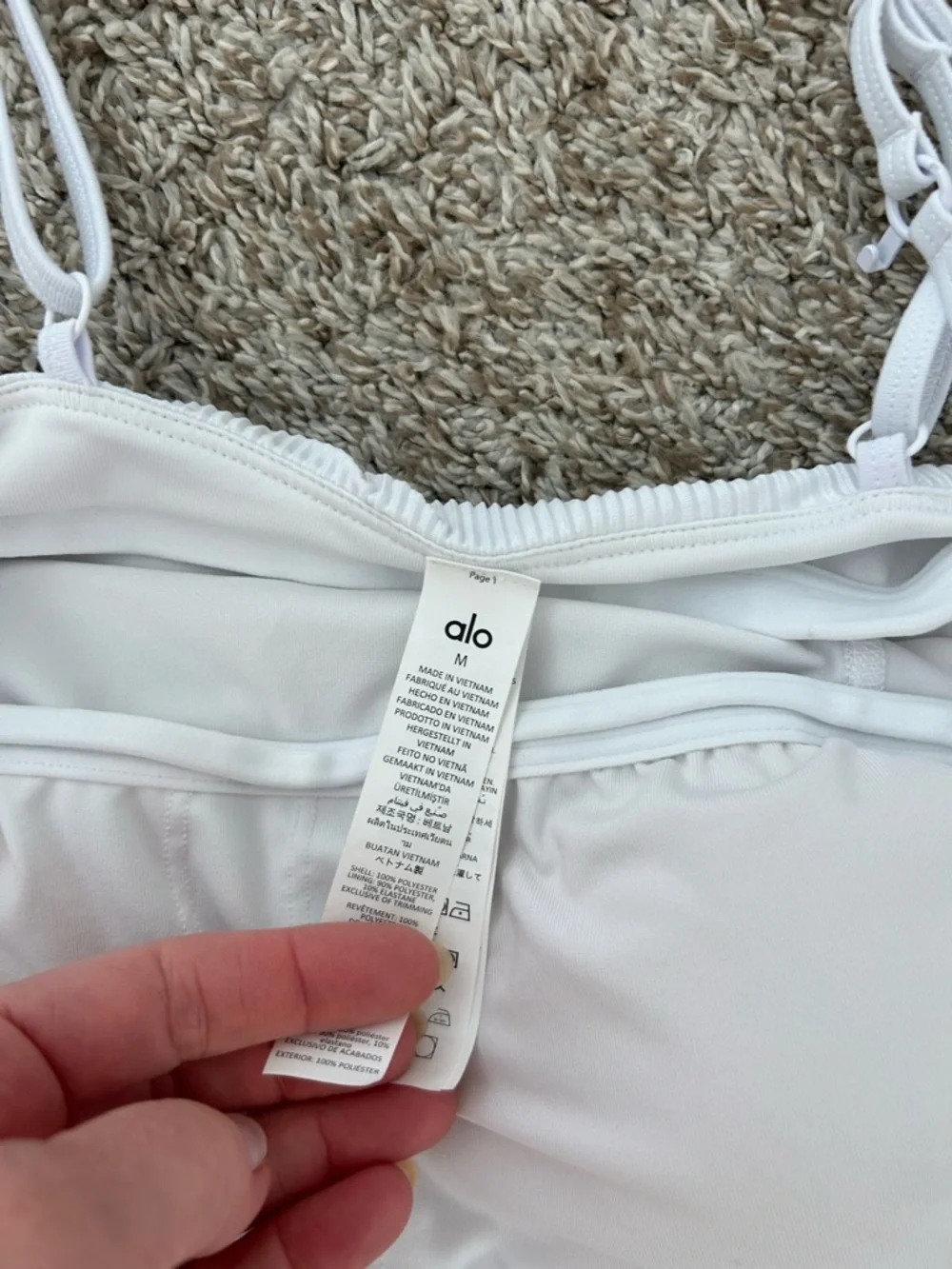 ALO Yoga White Ribbed Spaghetti-Strap Mini Dress